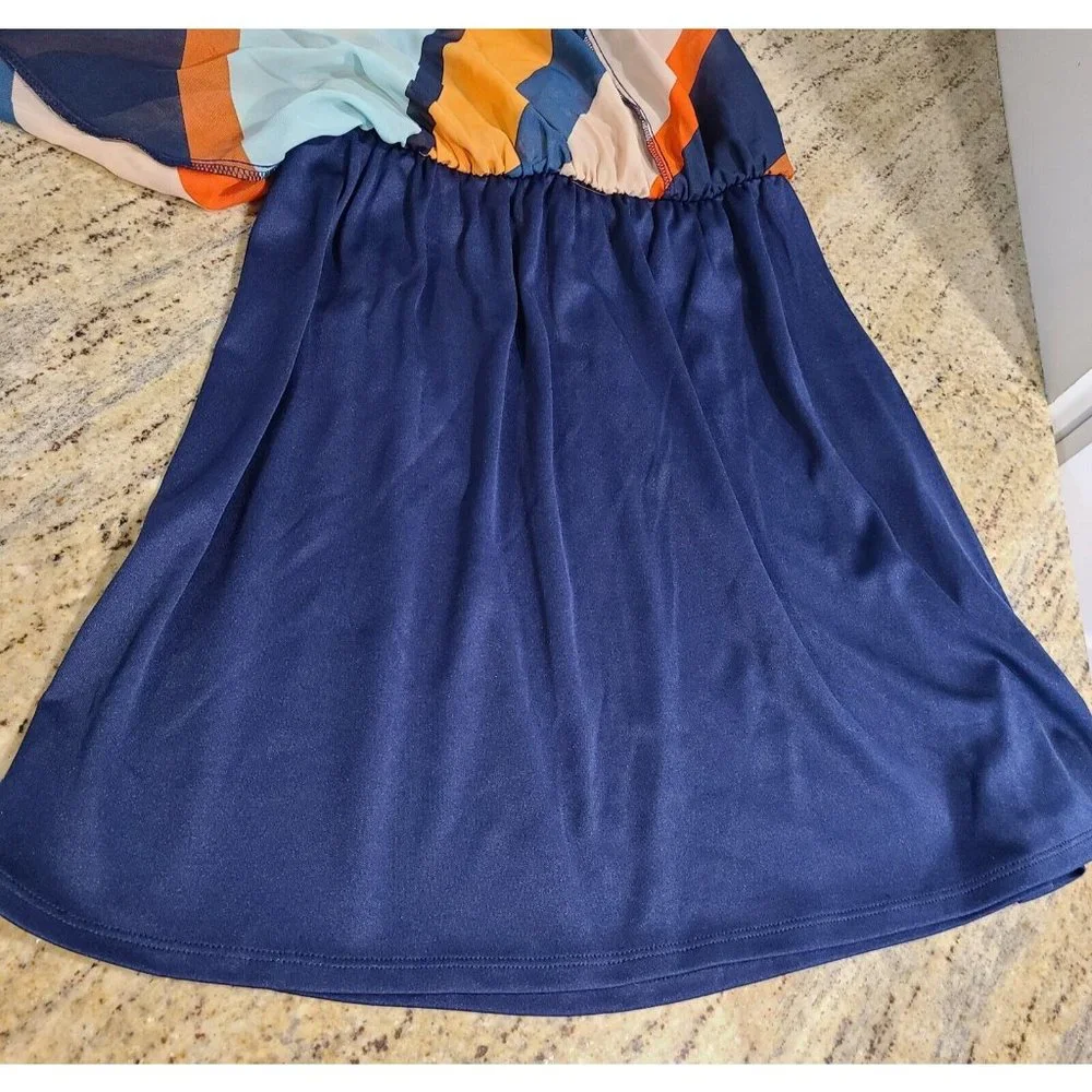 Fortune and Ivy Size Small Dress Striped 70's Maxi Long Slit Sleeveless Straps - Picture 9 of 12